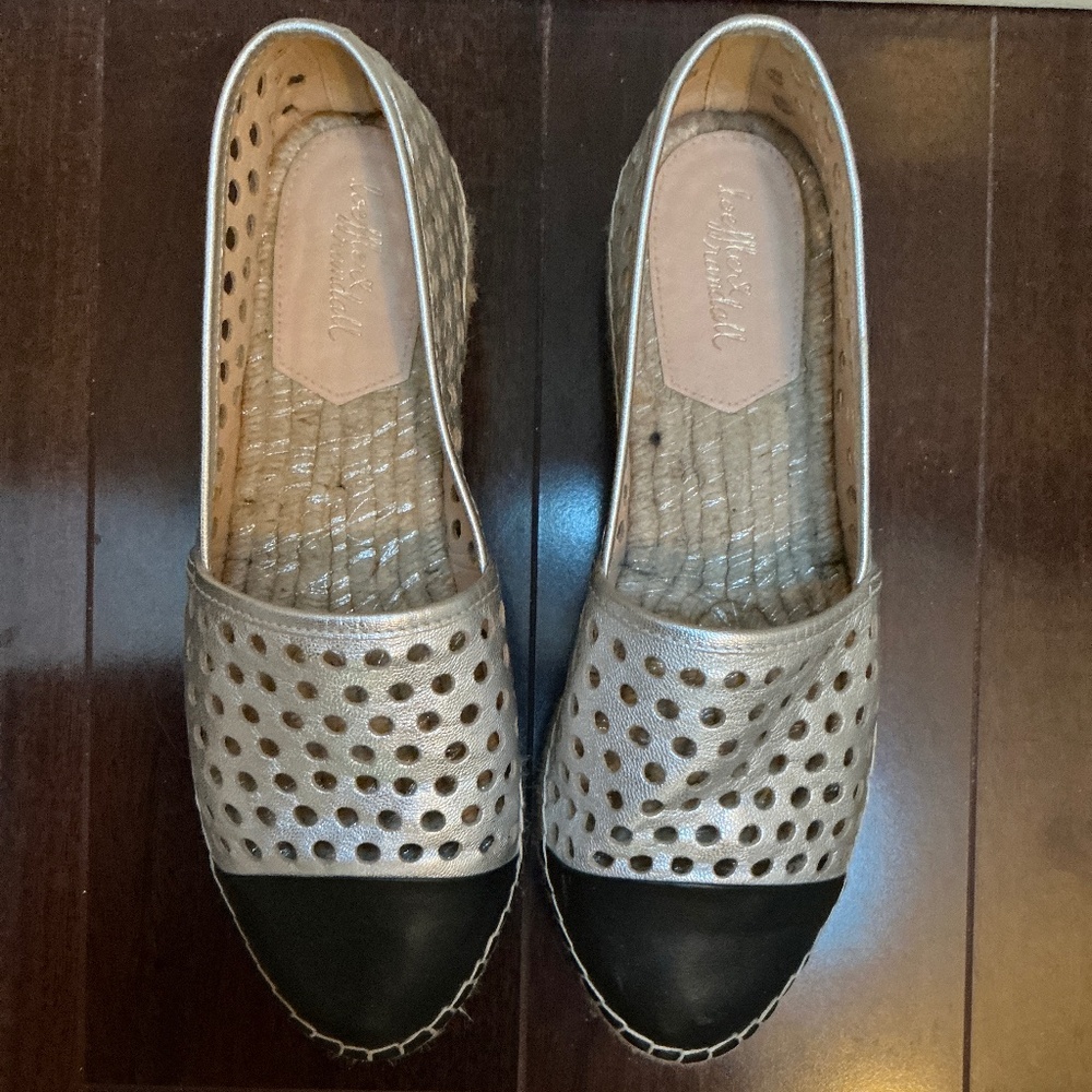 Loeffler Randall Mariko Espadrille - NEW Silver/Black Perforated Leather